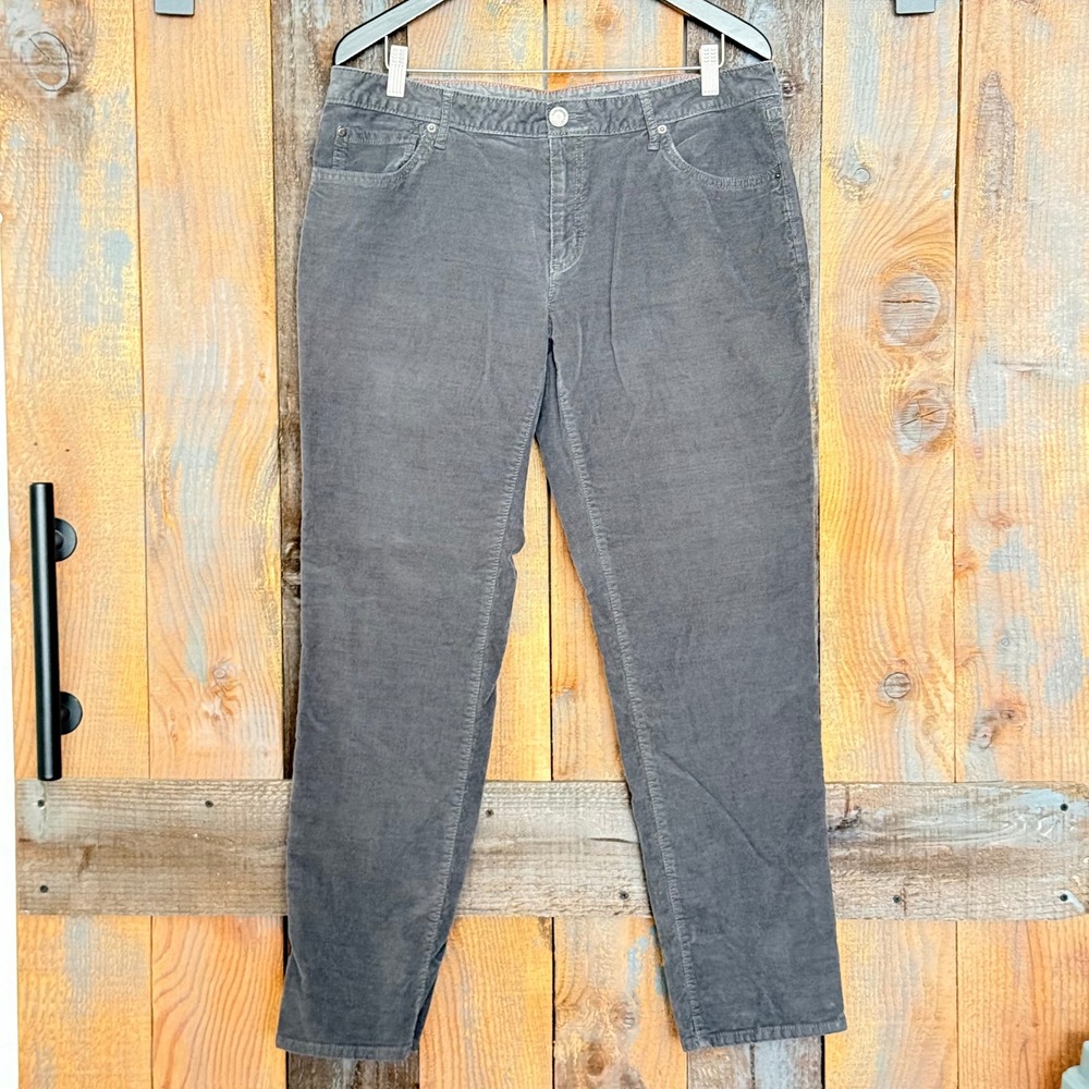Eddie Bauer Womens Boyfriend Fit Corduroy Pants Dark Grey Straight Leg Size 14